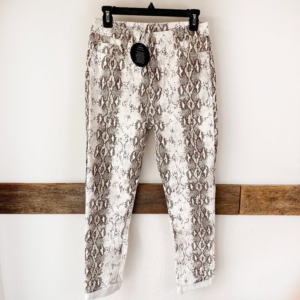 NWT Mittoshop Distressed Snakeskin Denim Skinny Jeans M